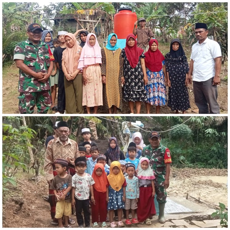 KORAMIL 0116/CIKEUSIK – KODIM 0601 PANDEGLANG  Babinsa Koramil 0116/Cikeusik Dampingi Serah Terima Bantuan Pengeboran Air Bersih dan Toren di Kampung Situhiyang