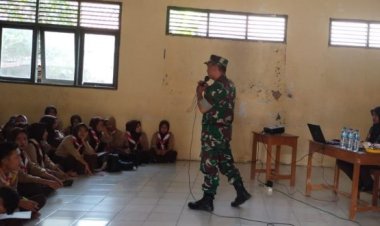 Anggota Satgas TMMD 117 Kodim 0601/Pandeglang Berikan Materi Wawasa Kebangsaan Kepasa Siswa-Siswi SMK di Patia