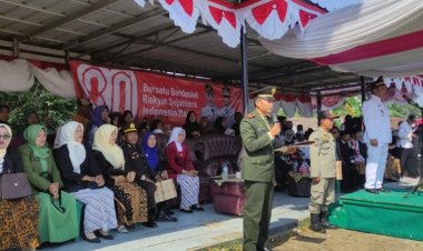 Danramil 0111/Pagelaran Bacakan Teks Pancasila di Upacara HUT ke-80 RI Kecamatan Patia