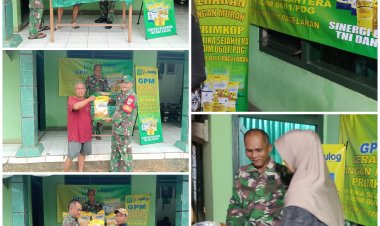 Koramil 0111/Pagelaran Kodim 0601/Pandeglang Buka Stand Gerakan Pangan Murah Jaga Stabilitas Harga Beras