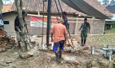Satgas TMMD ke-126 Kodim 0601/Pandeglang Bangun Sumur Bor untuk Warga Kampung Cikentrung, Desa Cikentrung Kecamatan Cadasari