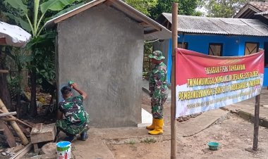 H+12 ANGGOTA SATGAS TMMD KE-126 TERUS GENJOT PEKERJAAN PEMBUATAN MCK, CAPAI PROGRES 80%