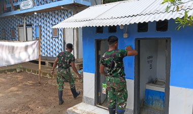 ANGGOTA SATGAS TMMD KE-126 TERUS GENJOT PEKERJAAN PEMBUATAN MCK, CAPAI PROGRES 90%