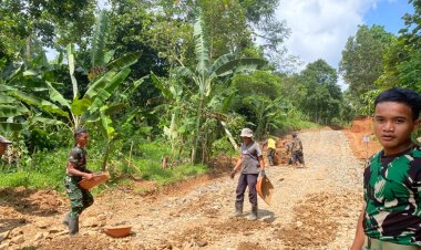 Satgas TMMD ke-126 Kodim 0601/Pandeglang Rampungkan Pengerasan Jalan di Desa Cikeuntrung dengan Progres 100%