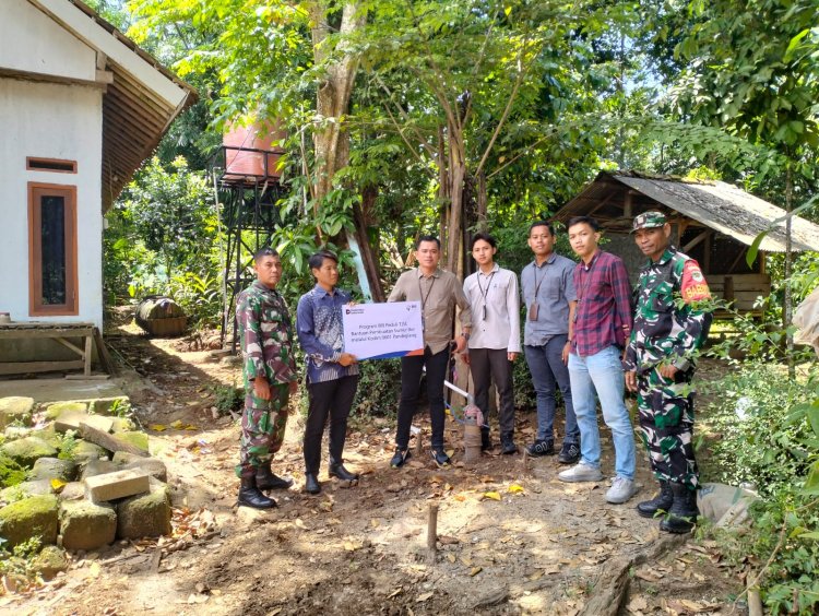 Pendampingan Penyerahan Sumur Bor oleh BRI Kepada Warga, Kodim 0601/Pandeglang Lakukan Komsos di Desa Cikentrung