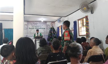 Serda Asep Setiana Babinsa Koramil 0117/Panimbang Laksanakan Pengamanan Kebaktian Natal 2025 di Desa Gombong