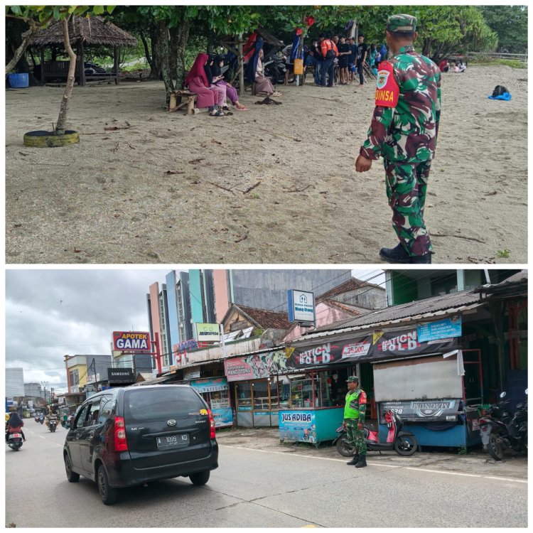 Anggota Babinsa Koramil 0115/Cimanggu Laksanakan Pengamanan Tempat Wisata dan Pasar Rakyat