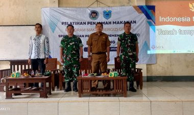 DANRAMIL DAN BABINSA KORAMIL 0107/SAKETI HADIRI PELATIHAN PENJAMAH MAKANAN PROGRAM MAKANAN BERGIZI GRATIS TAHUN 2026 DI KECAMATAN CISATA