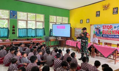 SERTU KURNIAWAN BABINSA KORAMIL 0102/CADASARI LAKSANAKAN SOSIALISASI BULLYING DAN NARKOBA DI SDN PAKULURAN