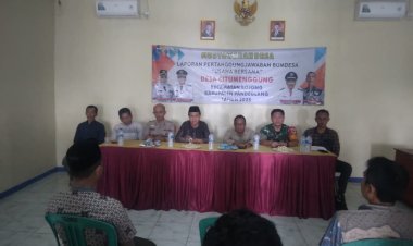 DANRAMIL 0108/BOJONG HADIRI MUSYAWARAH DESA DAN LAPORAN PERTANGGUNGJAWABAN BUMDES DESA CITUMENGGUNG