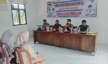 Babinsa Koramil 0106/Menes Hadiri Musrenbangdes Desa Cilabanbulan TA 2026