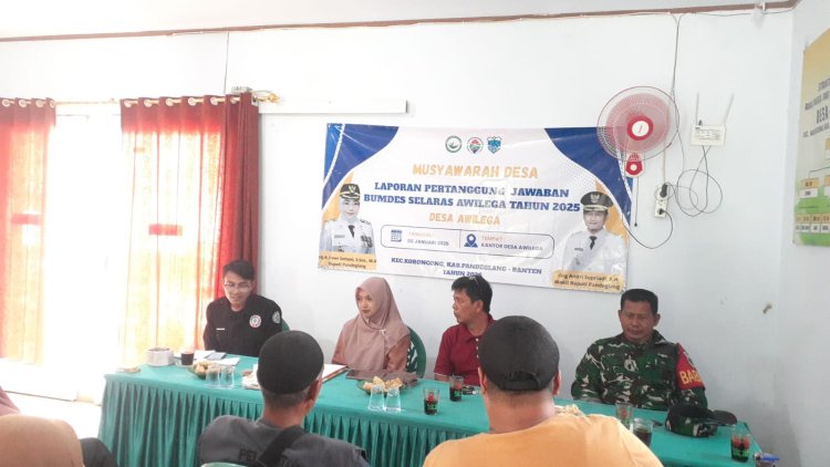 Babinsa Koramil 0102/Cadasari Laksanakan Komsos Bersama Kepala Desa Awilega Bahas Ketahanan Pangan dan LPJ BUMDes