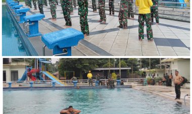 KODIM 0601/PANDEGLANG  Kegiatan Renang Militer Dasar Anggota Babinsa Kodim 0601/Pandeglang