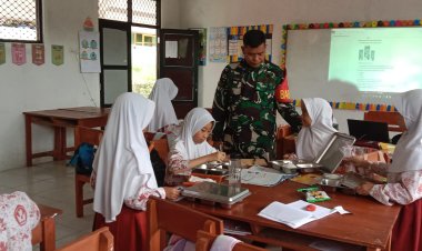 Serda Hadiri Babinsa Koramil 0105/Mandalawangi Dampingi Program Makan Bergizi Gratis (MBG) di Sekolah Wilayah Mandalawangi