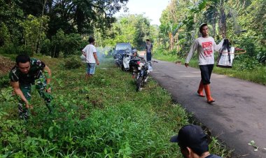 Kerja Bakti Gotong Royong Babinsa dan Warga Desa Medong  Koramil 0103/Banjar – Kodim 0601/Pandeglang
