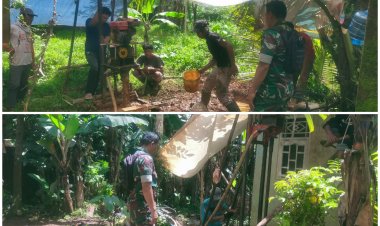 KODIM 0601/PANDEGLANG  Babinsa Koramil 0101/Pandeglang Monitoring Pembuatan Sumur Bor Program TNI Manunggal Air di Wilayah Kelurahan Kadomas dan Babakan Kalang Anyar
