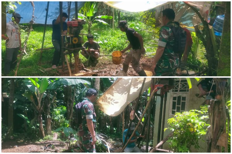 KODIM 0601/PANDEGLANG  Babinsa Koramil 0101/Pandeglang Monitoring Pembuatan Sumur Bor Program TNI Manunggal Air di Wilayah Kelurahan Kadomas dan Babakan Kalang Anyar